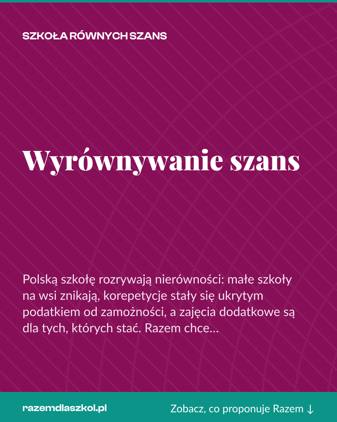 Grafika pionowa do udostępnienia: Wyrównywanie szans
